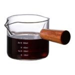 Double Spouts Espresso Serving Glass Mug with Wooden Handle - 100 ml