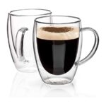 Double Wall Borosilicate Glass Coffee Mugs with Handle - 200 ml (2 Pieces)