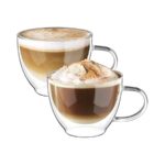 Double Wall Glass Coffee Mugs with Handle - 250 ml (2 Pieces)