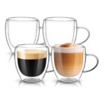 Double Wall Glass Coffee Mugs with Handle - 340 ml