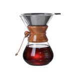 Wooden Glass Pour Over Coffee Maker with Stainless Steel Filter